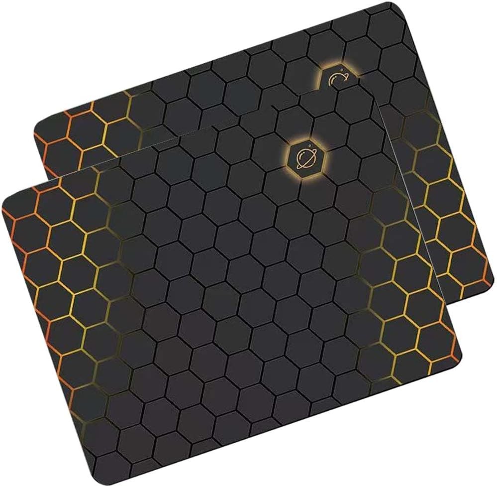 Mouse Pad with Stitched Edge, Comfortable Mouse Pads with Non-Slip Rubber Base, Durable and Washable Mousepads for Computers Laptop Mouse,8.6x7x0.06inch,Classic Black (2 Pack,Hexagonal Patterns)