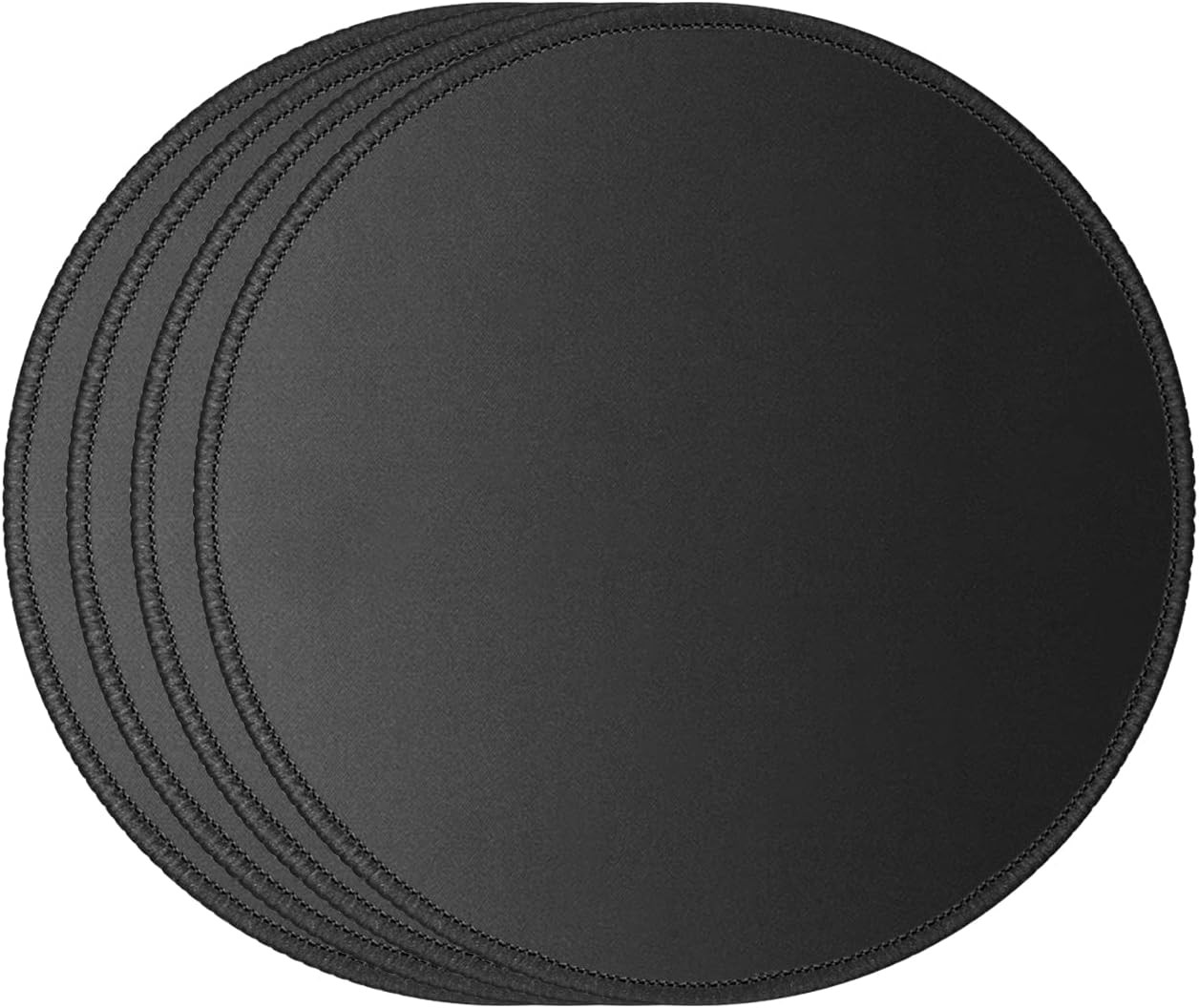 JIKIOU 4 Pack Computer Mouse Pad with Non-Slip Rubber Base, Premium-Textured Mousepads Bulk with Stitched Edges, Mouse Pads Pack for Computers, Laptop, PC, Office & Home, 7.9x7.9 inches, 3mm, Black