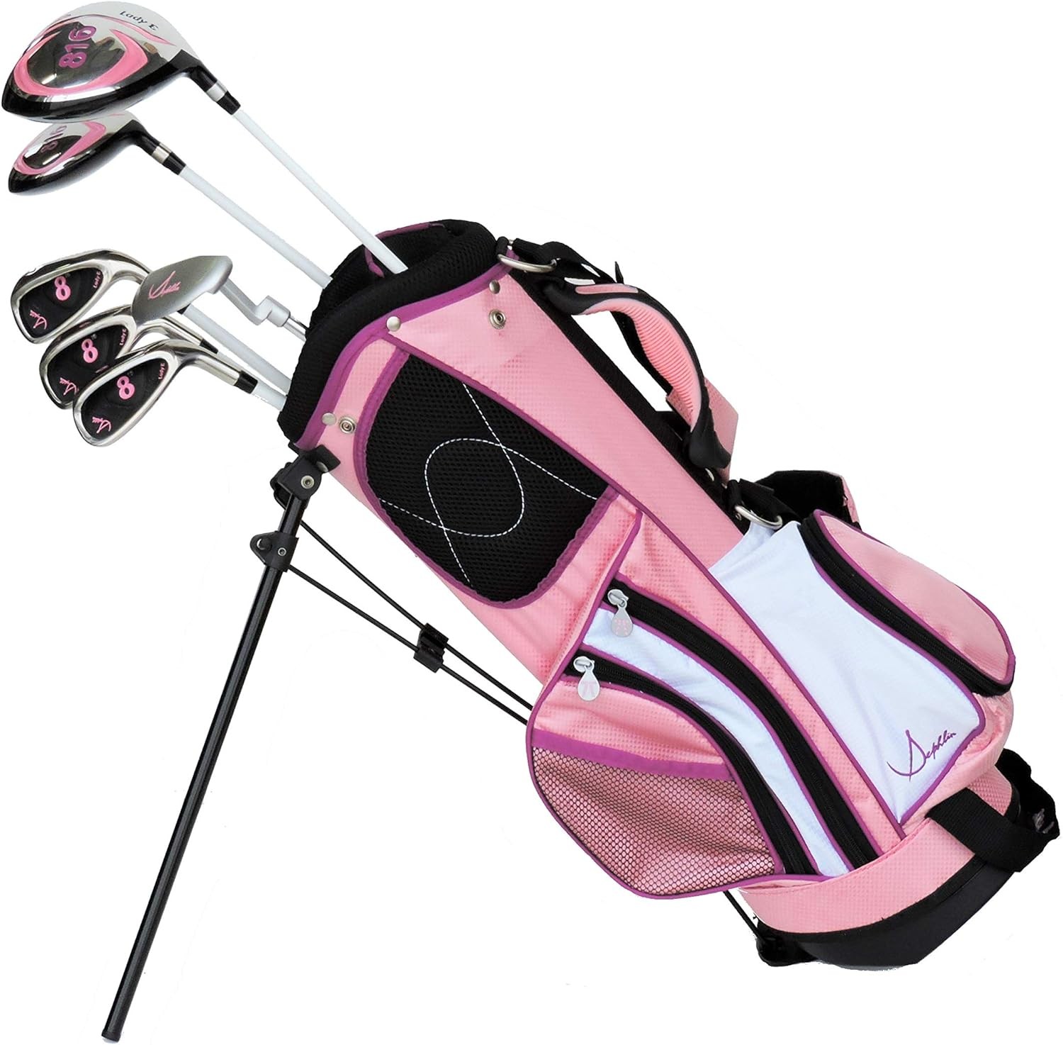 Lady E Girls Pink Right Hand Set of 6 Golf Clubs & Golf Bags Ages 3-6