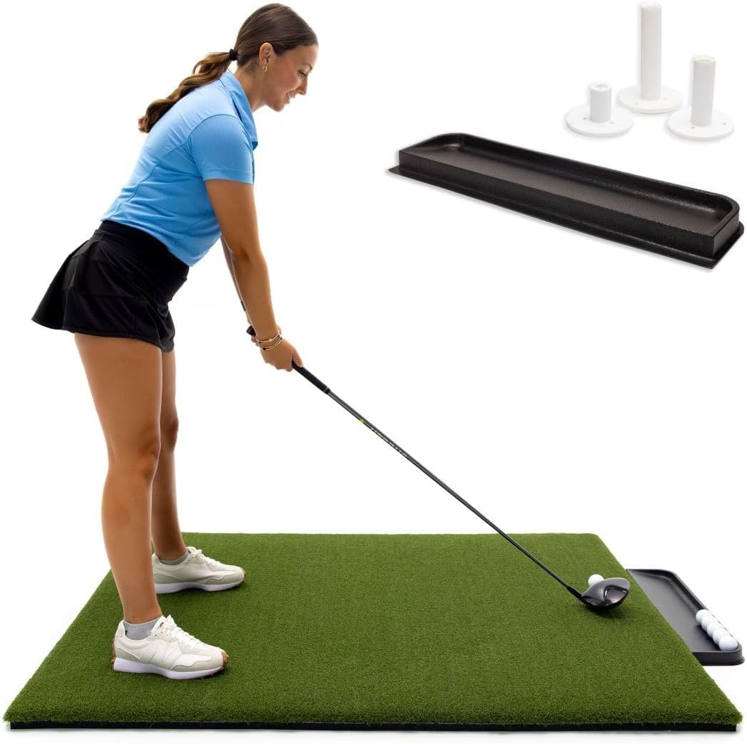 DURA-PRO Commercial Golf Mat - 4x5ft Premium Turf Indoor/Outdoor Mat for Hitting & Chipping - Golf Stance Mat for Pro & Beginners with Golf Accessories (Golf Tray + 3 Rubber Golf Tees)