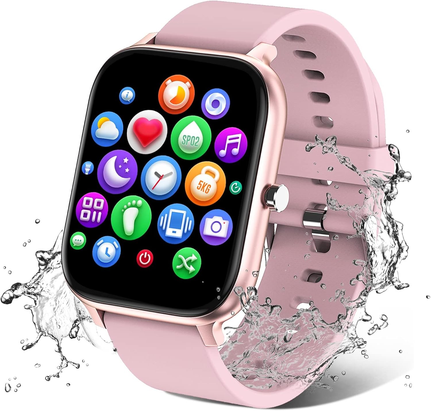 Smart Watch for Men Women Compatible with iPhone Samsung Android Phone 1.69 inch Full Touch Screen IP68 Waterproof Bluetooh Fitness Tracker Heart Rate/Sleep Monitor