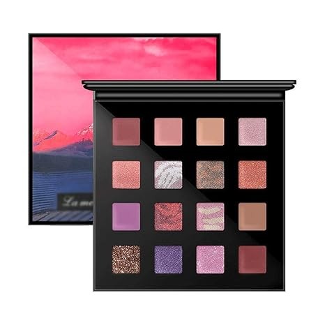 Eyeshadow Palette 16 Colors Delicate Matte Shimmer Pearlescent Long-lasting Eyeshadow Makeup(Black)