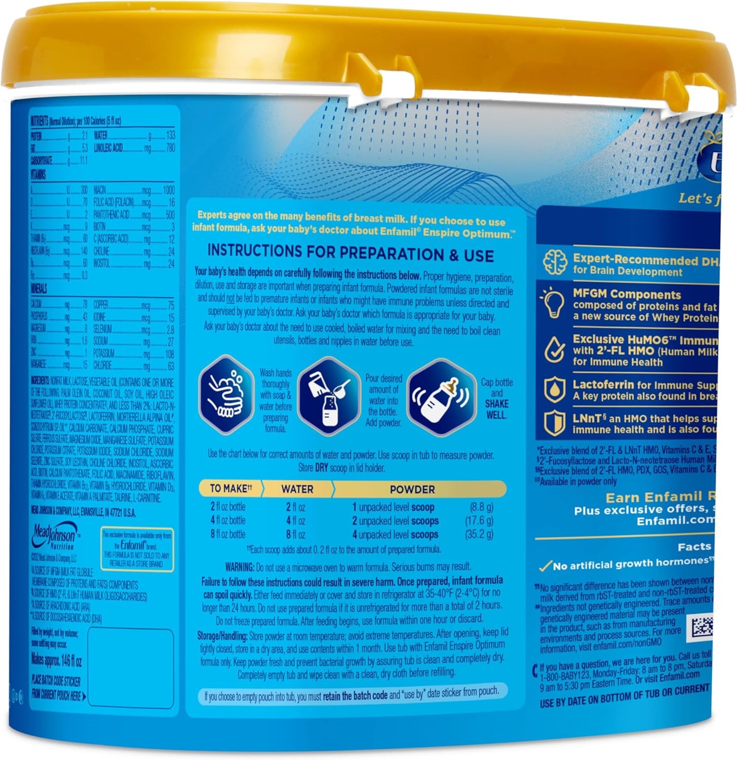 Enfamil Optimum (Enspire), Our Closest Formula to Breast Milk, Immune-Supporting Lactoferrin and Brain-Supporting DHA Baby Formula, 20.5 Oz, Pack of 4