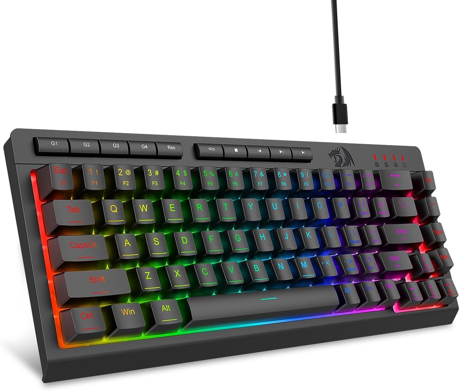 Redragon Wired Gaming Keyboard, RGB Backlit, 60% Compact Quiet Membrane Keyboard with Programmable Macro and Multimedia Keys, Anti-ghosting, Spill Resistant for Win/MAC/PS/Xbox
