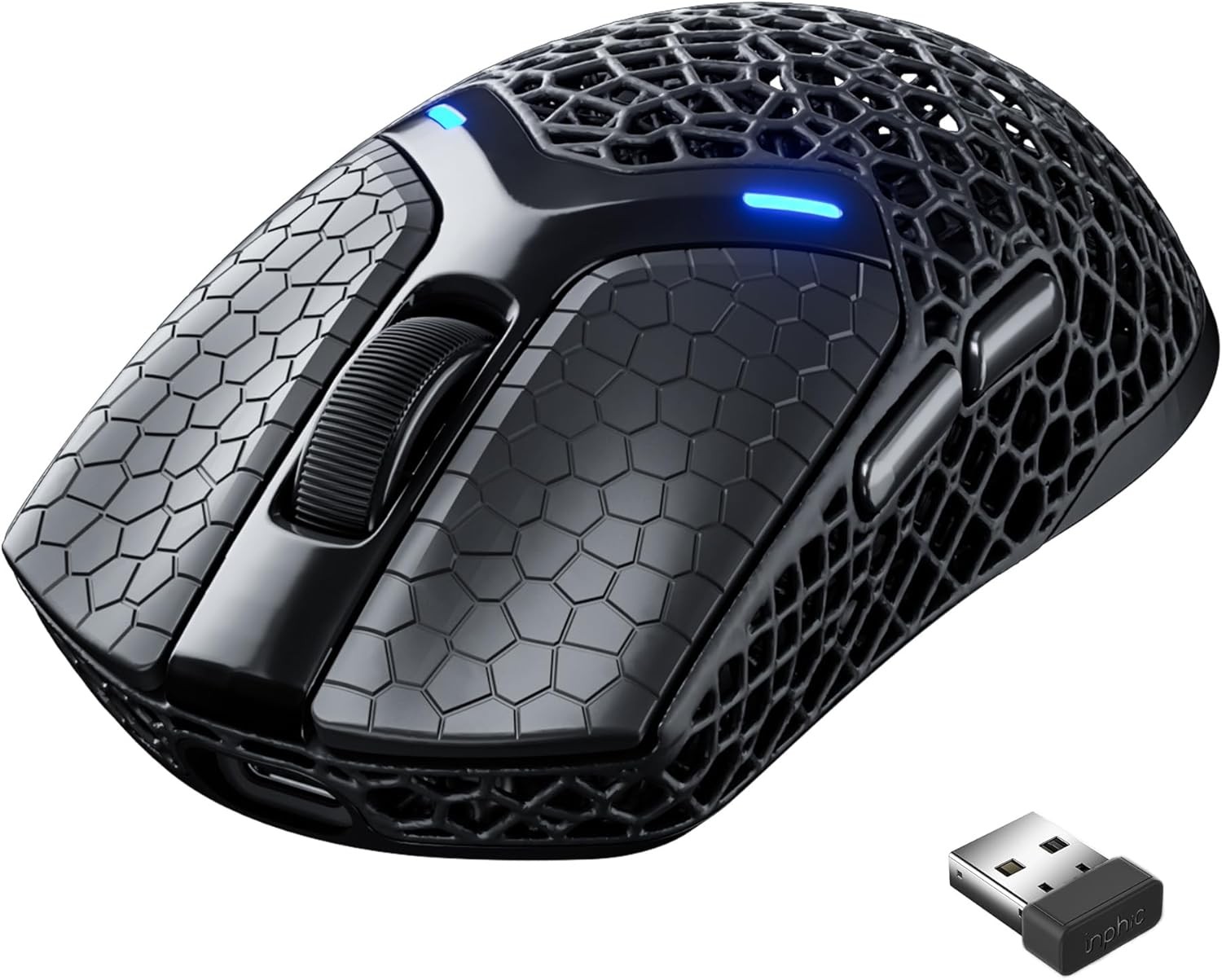 INPHIC 3D Printed Wireless Gaming Mouse Tri-Mode, 30000 DPI 8000Hz Ultra-Responsive, 75g Lightweight, 30 Days Battery Life, 2.4G/BT5.0/Wired, 6 Programmable Macro Keys
