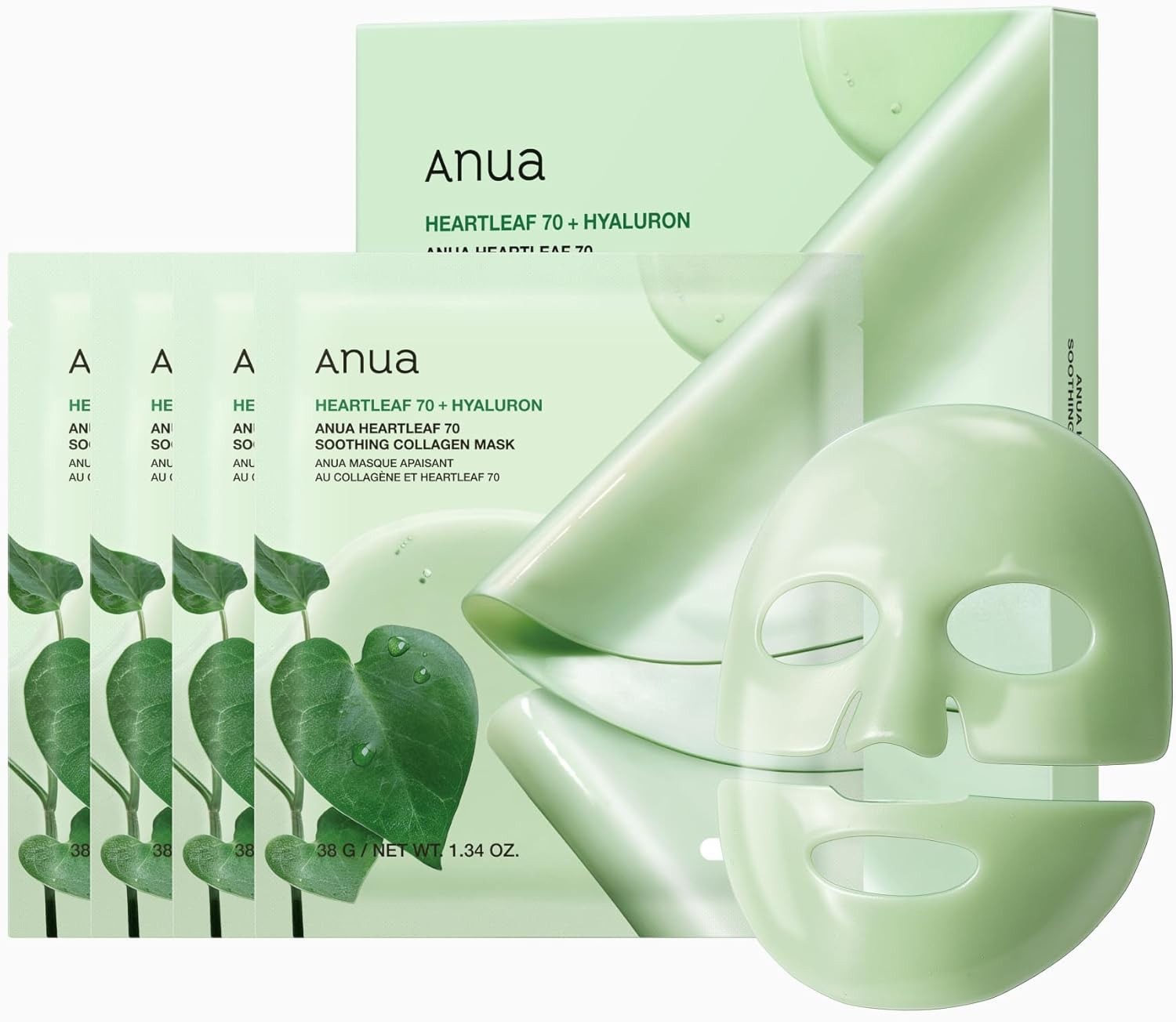 ANUA Heartleaf Collagen 70 Soothing Collagen Face Pack (4 sheets) Hydration Moisturizing Unstable Skin Mixed Skin Collagen Mask Pack Sheet Mask Face Mask Skin Care [Official Genuine Item]