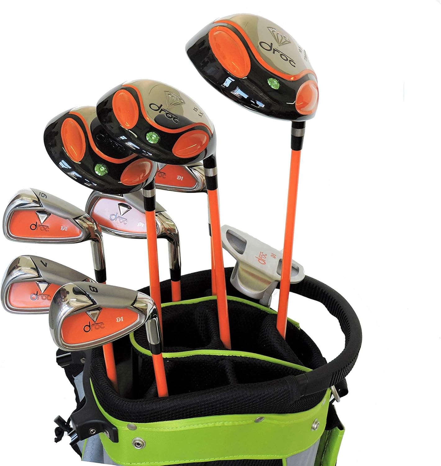 DROC - Dimond Series 9 Piece Golf Bag Golf Club Set 9-12 Years Old Boys Right Handed