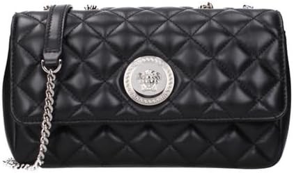 Versace Medusa Women’s Quilted Black Leather Crossbody Bag – Small Designer Shoulder Bag with Medusa Plaque, Flap Closure & Adjustable Strap – Luxury Italian Fashion Purse
