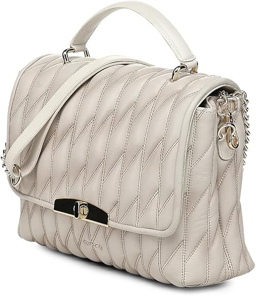 Cuadra lamb leather satchel bag red geometric padded design