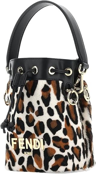 FENDI Mon Tresor Animal Print Sheepskin Mini Crossbody Bucket Bag