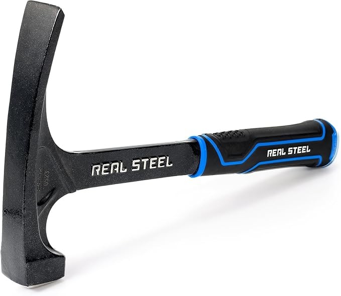 Real Steel Ultra Rock Pick Hammer 22 oz One Piece Steel Chipping Brick Masonry Hammer with Rubber Grip for Geological Study and Rock Hounding 0523