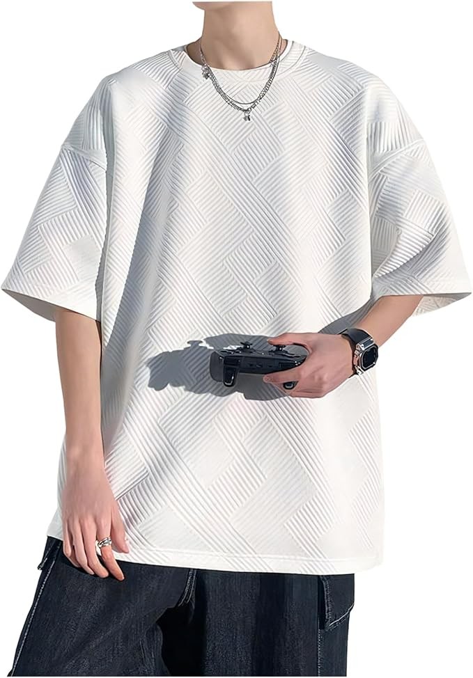 X-cross T-shirt, Men's, Half Sleeve, Loose, Soft, Cool, Solid, Simple, Round Neck, Stylish, Casual