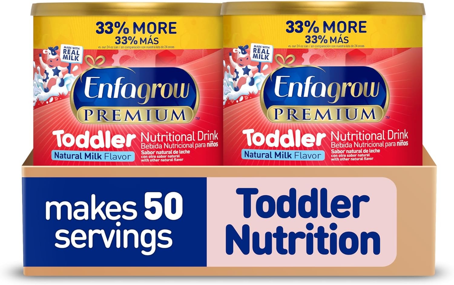 Enfagrow Premium Toddler Milk Nutritional Drink,Enfagrow Toddler Drink,Try Our Brain-Supporting Trio,32oz Can,(Pack of 2)
