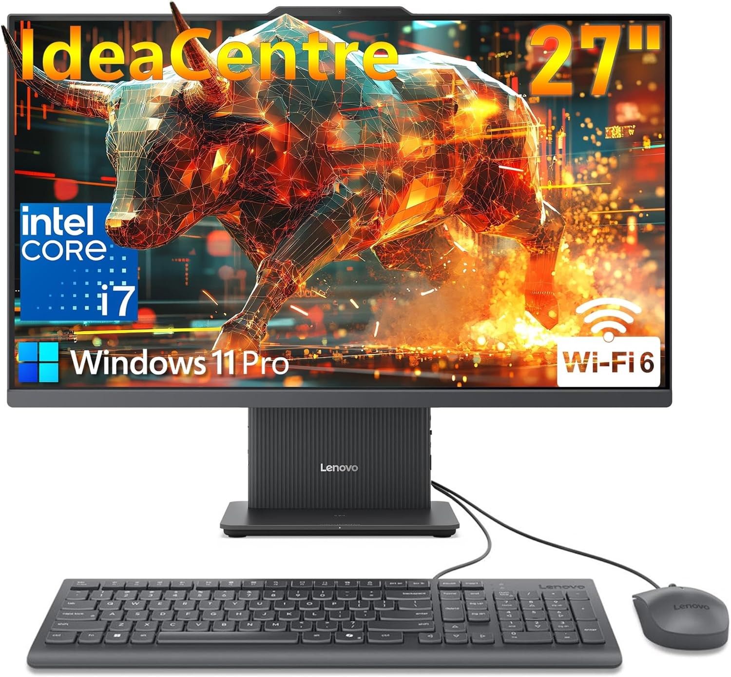 Lenovo IdeaCentre AIO 27" FHD All-in-One Desktop Computer, Intel Core i7-13620H 10-Core up to 4.9GHz, 16GB DDR5 RAM, 512GB SSD, WiFi 6, Bluetooth 5.2, HDMI, Webcam, Windows 11 Pro, Luna Grey