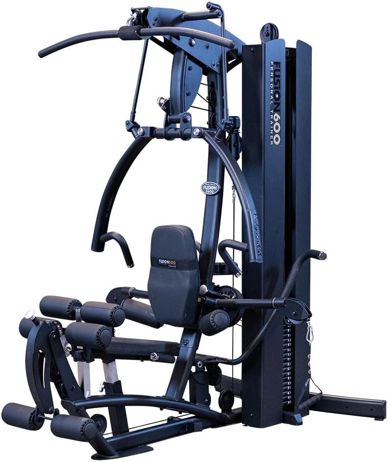 Body-Solid Fusion 600 Bi-Angle Gym with Functional Trainer Arm - Modular Multi-Station, Over 60 Exercise Options, Adjustable Elastic Seat, Compact Design for Full-Body Workout at Home