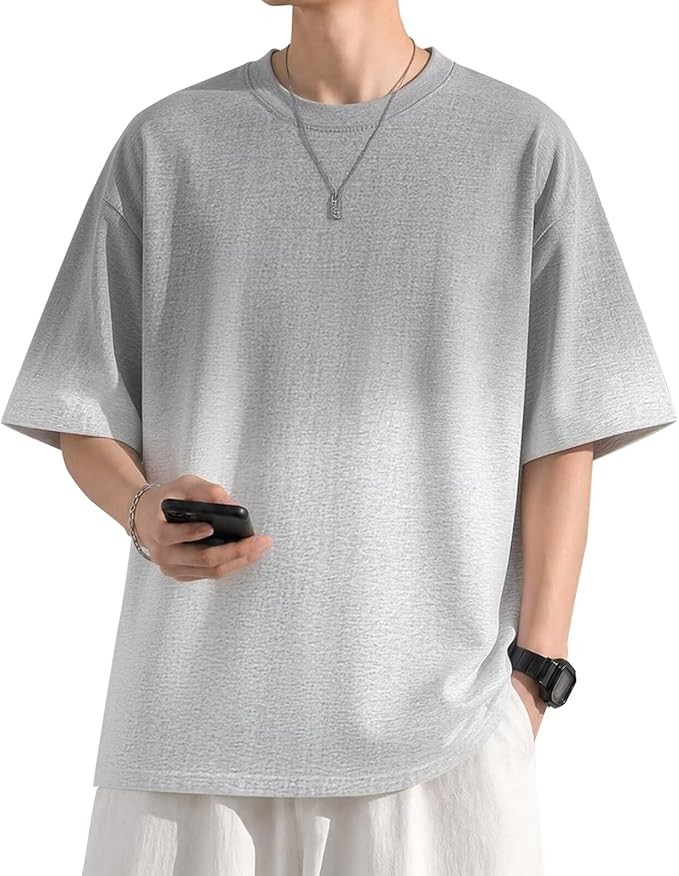 Bligo Men's Short Sleeve T-shirt, Summer Clothes, Large Sizes M-3XL, 100% Cotton, Round Neck, Gradient, Comfortable, Breathable, Loose, Sweat Absorbent, Quick Drying, Fashionable, Cool, Casual, Unisex