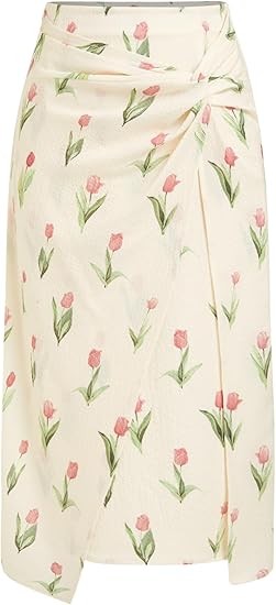 CIDER Women's Floral Asymmetrical Summer Skirts Tied High Waist Ruched Casual Skirts for Women