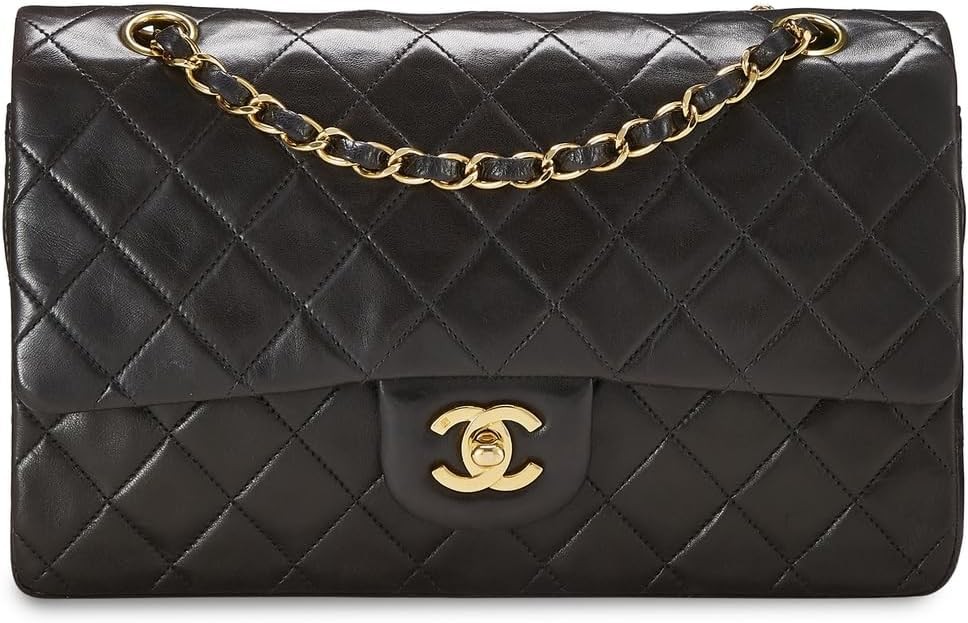CHANEL Women's Pre-Loved Black Lambskin 2.55 Shoulder Bag 10"