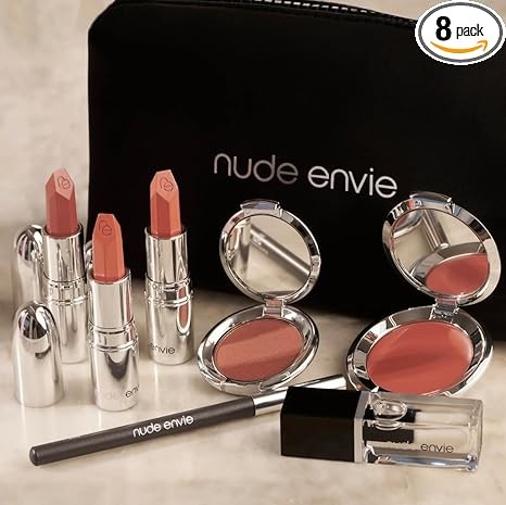 Nude Envie - The Ultimate Love Collection - Makeup Gift Set - Lip Liner, Lipsticks, Lip Glosses, Eye Shadow & Makeup Bag - Luxury Makeup Kit - Easy Application - Vegan, Paraben & Cruelty-Free