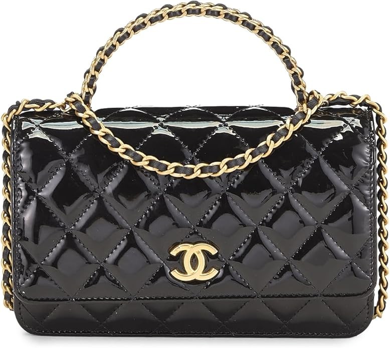 Women's Pre-Loved Chanel Leather Patent Top Handle Wallet On Chain